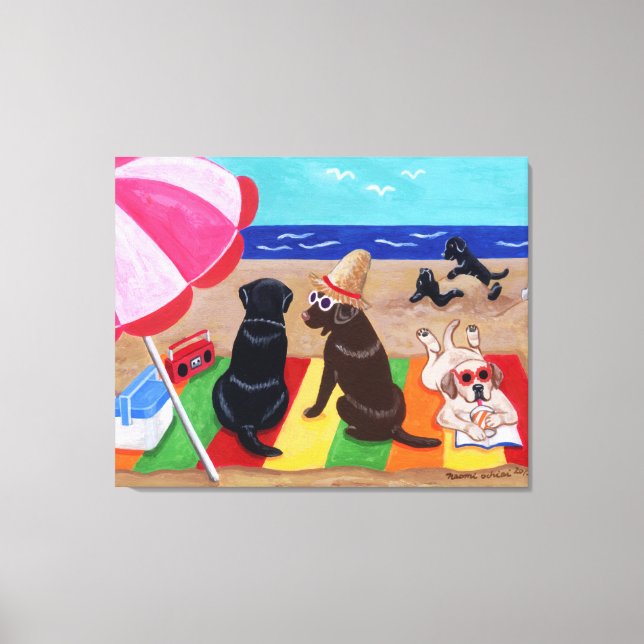 Summer Breeze Labradors Painting Canvas Print (Front)