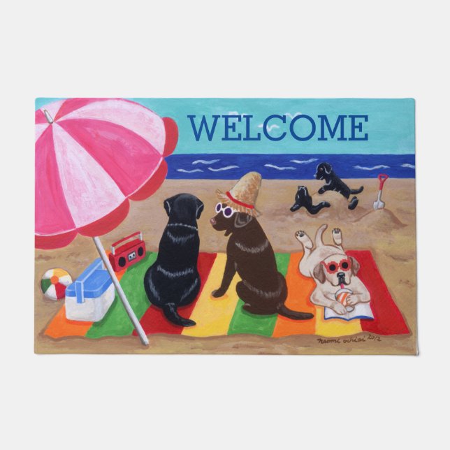 Summer Breeze Labradors Painting Doormat (Front)