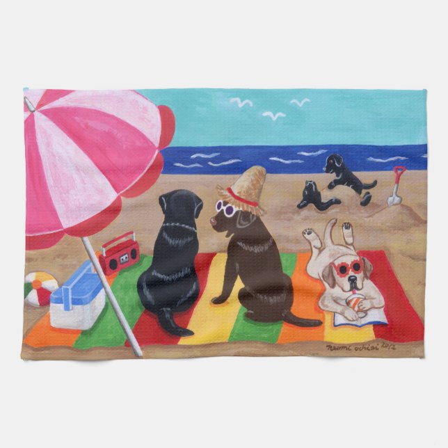 Summer Breeze Labradors Painting Kitchen Towel (Horizontal)