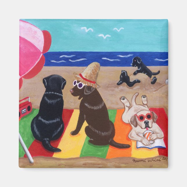 Summer Breeze Labradors Painting Magnet (Front)