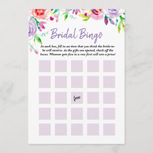 Summer Bridal Shower Floral Watercolor Bingo Game Invitation