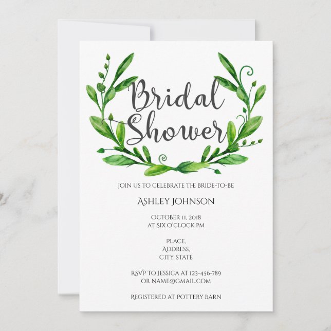 Summer bridal shower invitation. Garden party Invitation (Front)
