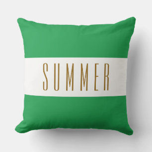 SUMMER Bright Yellow Green White Wide Stripes  Outdoor Pillow