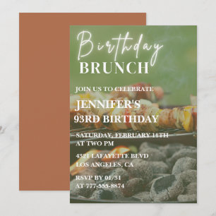 Summer Brunch Bbq Backyard 93rd birthday Invitation