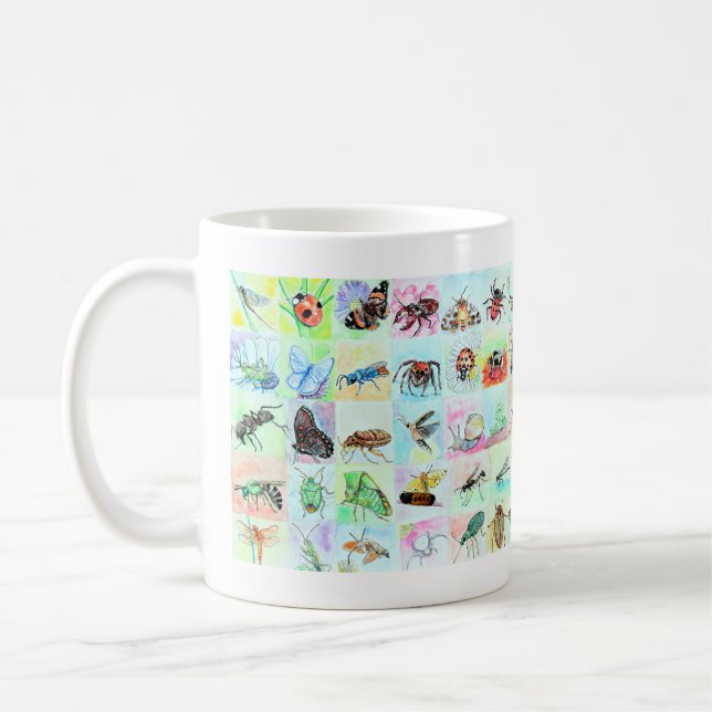 Summer Buggin Collection of Bugs in Watercolor Coffee Mug (Left)