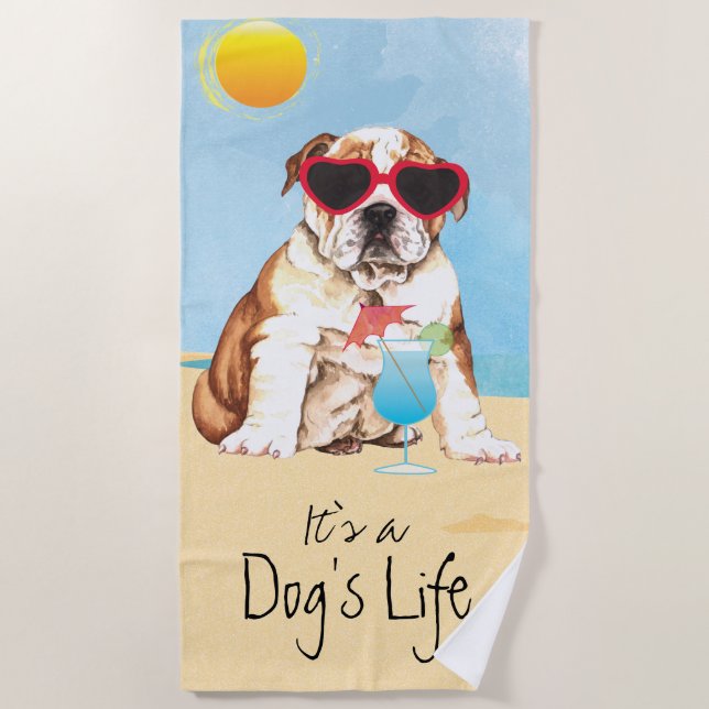 Summer Bulldog Beach Towel (Front)