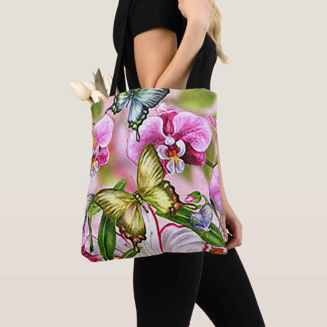 Summer Butterfly All Over Print Tote Shoulder Bag (Close Up)