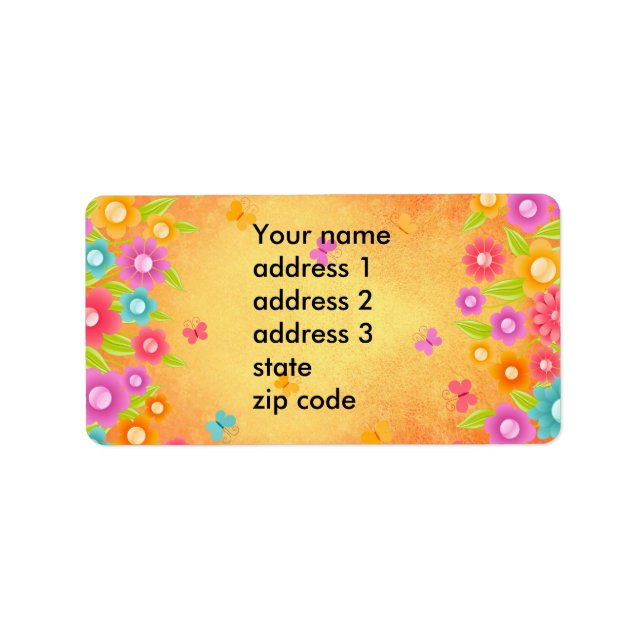 Summer butterfly and flowers label (Front)