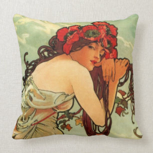 Summer by Alphonse Mucha Throw Pillow