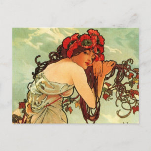 Summer by Mucha Postcard
