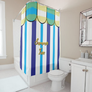 Summer Cabana Blue White Yellow Stripes