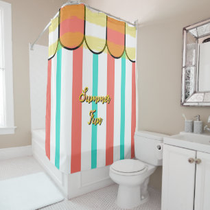 Summer Cabana Coral Turquoise Yellow Stripes