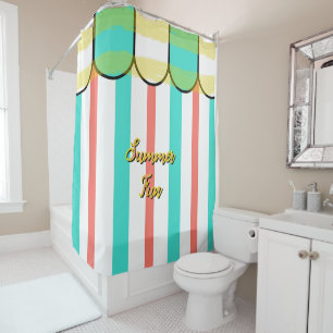 Summer Cabana Turquoise Coral Yellow Stripes