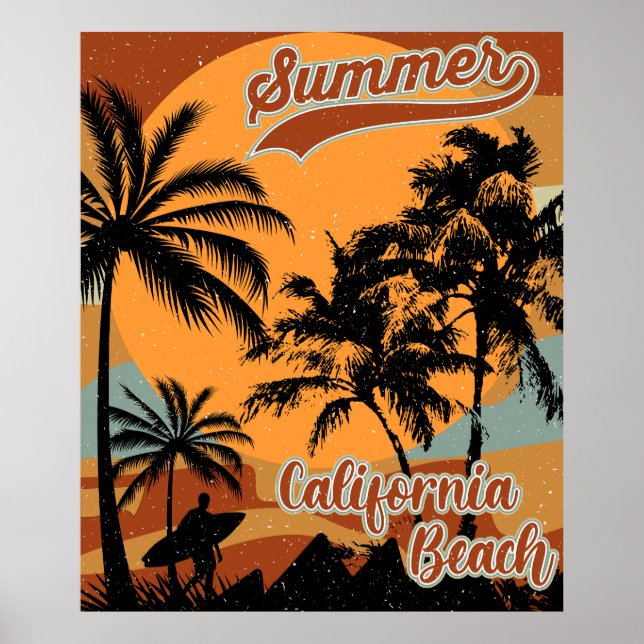 Summer California Beach Vintage Poster (Front)