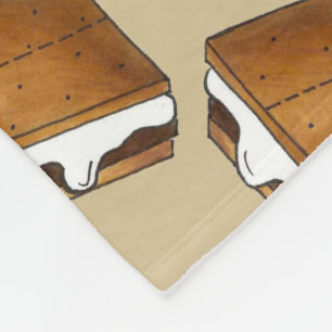 Summer Camp Campfire S'mores Marshmallow Chocolate Fleece Blanket