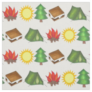 Summer Camp Campground Camping Outdoors Campfire Fabric
