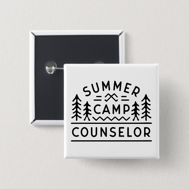 Summer camp counsellor 2 inch square button (Front & Back)