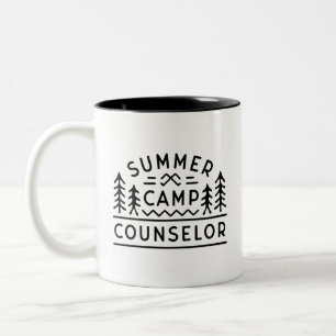 Summer camp counsellor forest vintage aesthetic Two-Tone coffee mug
