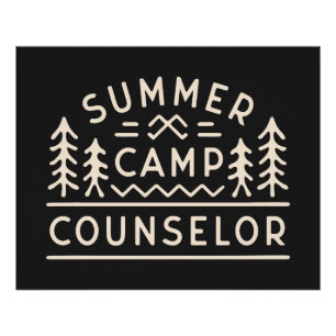 Summer camp counsellor vintage aesthetic black poster