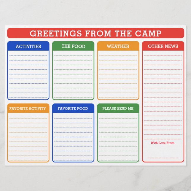 Summer Camp Fill In Letter Flyer (Front)