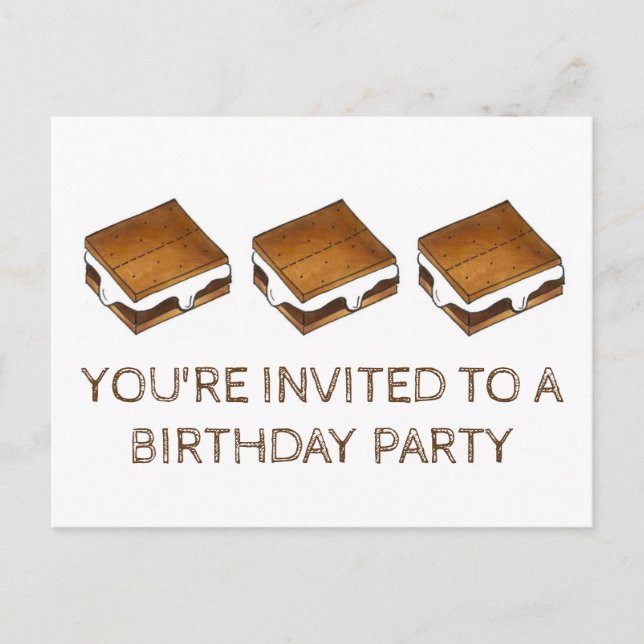 Summer Camp Fire S'mores Birthday Party Invitation Postcard (Front)
