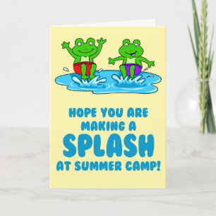 Summer Camp Frog Splash Pun Card