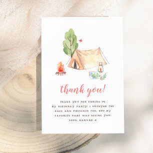 Summer Camp Girls Birthday Party Thank You Card