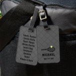 Summer Camp Packing Reminder Bag Tag - Tennis Camp<br><div class="desc">Does your child or teen (or yourself) need a reminder checklist of what to pack for tennis summer camp or a tournament day at the courts? Our personalized plastic bag tag displays a permanent packing list on the back and your name and contact information on the front, and in black...</div>