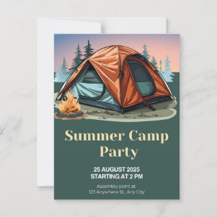 Summer Camp Party Invitation – Outdoor Adventure Postcard