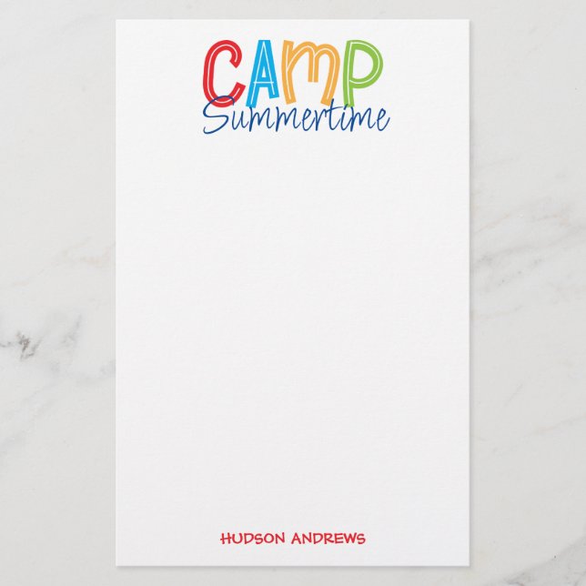Summer Camp Personalized Stationery (Front)