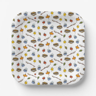 Summer Camp S’mores Campfire Happy Camper Bonfire Paper Plate