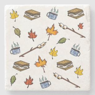 Summer Camp S’mores Campfire Happy Camper Bonfire  Stone Coaster