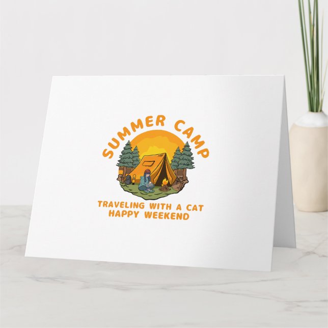 Summer camp  travelling with a cat  card (Front)