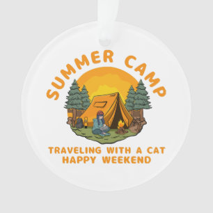 Summer camp travelling with a cat ornament