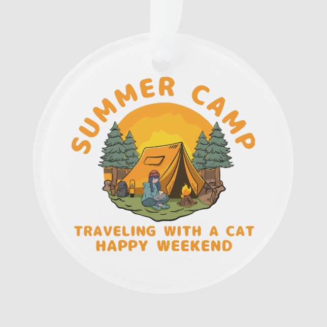 Summer camp  travelling with a cat  ornament (Front)