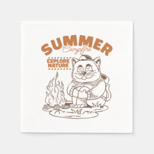 Summer Campfire Explore Nature – Vintage Cat Napkin
