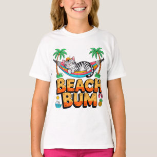Summer Cat Beach Bum - Cute Girls T-Shirt