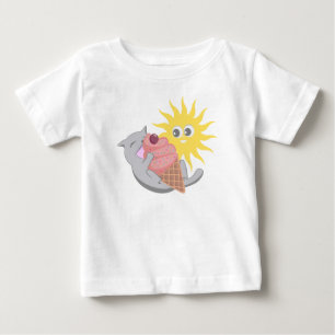 Summer Cat Eating Ice Cream Baby T-Shirt