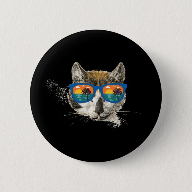 Summer Cat  Funny Cat 2 Inch Round Button (Front)
