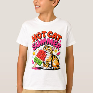 Summer Cat Hot Summer - Funny Popsicle Feline Gift T-Shirt