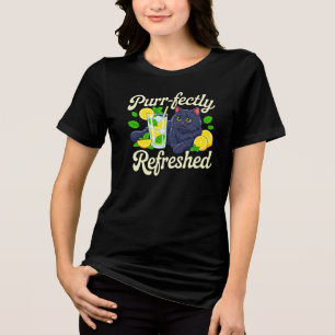 Summer Cat Mom Purr-fectly Refreshed Black Cat Tri-Blend Shirt