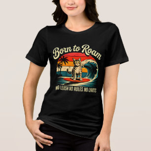 Summer Cat No Leash No Rules Funny Feline Women's Tri-Blend Shirt