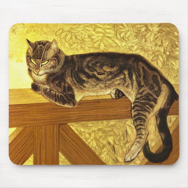 Summer- Cat on a Balustrade by Theophile Steinlen Mouse Pad (Front)
