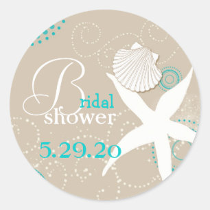 Summer Celebration Beach Bridal Shower Classic Round Sticker