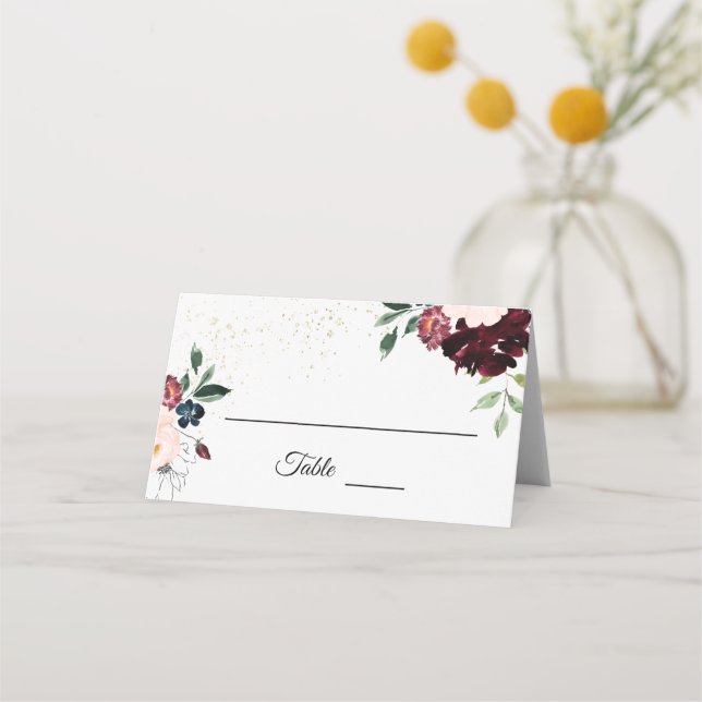 Summer Celebration Wedding Place Card Tent (Front)