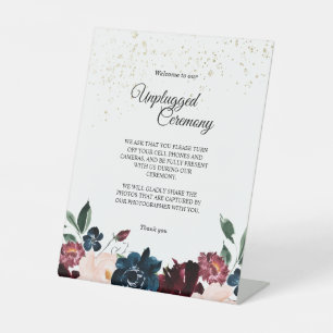 Summer Celebration Wedding Unplugged Ceremony Pedestal Sign