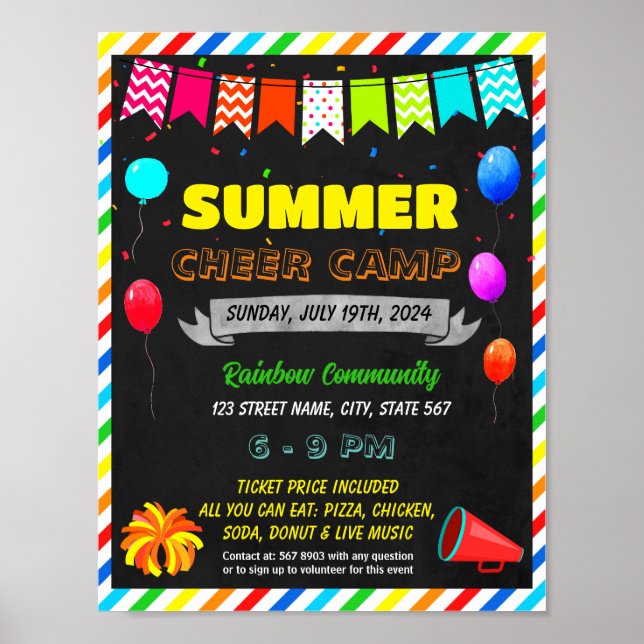 Summer cheerleading camp event template poster (Front)
