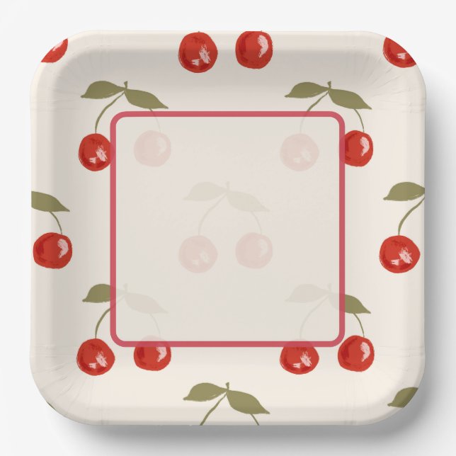 Summer Cherries Paper Plate (Front)
