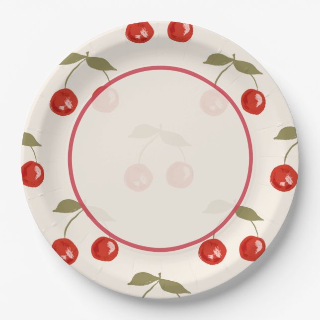 Summer Cherries Paper Plate (Front)