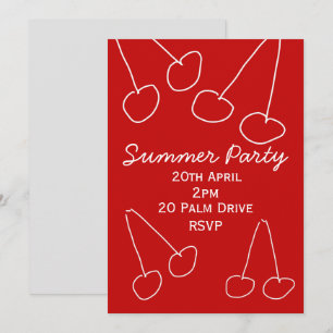 Summer cherry picnic garden party celebration invitation